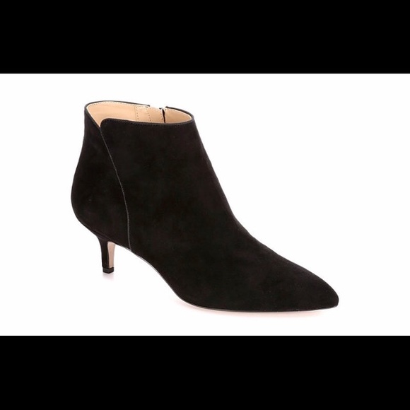 black suede kitten heel ankle boots
